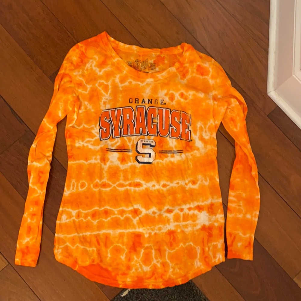 Long sleeve orange Syracuse tie-dye shirt